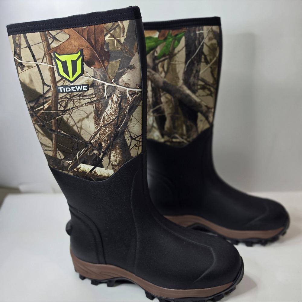 TideWe Rubber Hunting Boots Mens 9 Waterproof 6mm Neoprene Camo BT003-NGM9